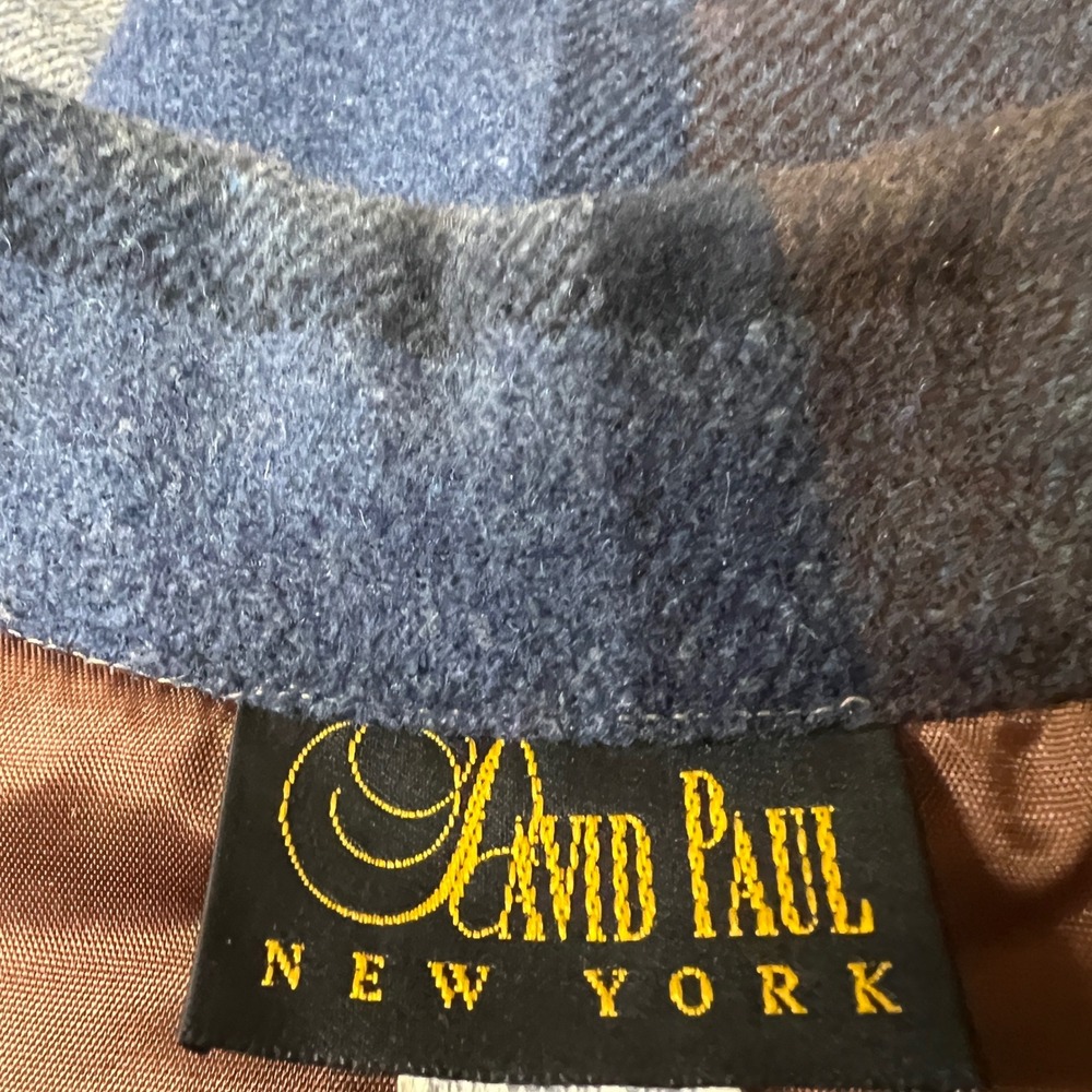 VTG David Paul New York Jacket Women L Brown Blue Plaid Wool Blend Zip Up Blazer - Picture 5 of 6